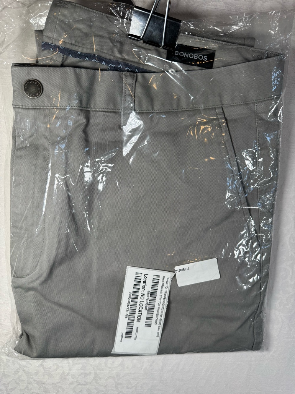 Bonobos Original Stretch Washed Chinos Gray 40x32 NWT Men’s Pants